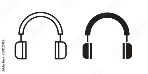 Headset icon set. Outline symbol editable.