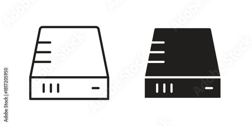 Hard Disk icon set. Outline symbol editable.