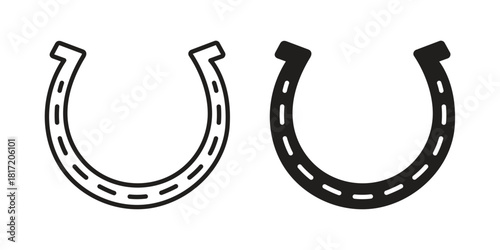 Horseshoe icon set. Outline symbol editable.