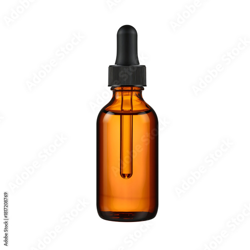 Brown Glass Dropper Bottle Containing Liquid for Skincare or Essential Oils