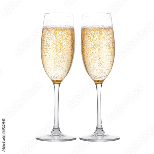 Sparkling Champagne Flutes Ready for Celebration at an Elegant Gathering Duri...