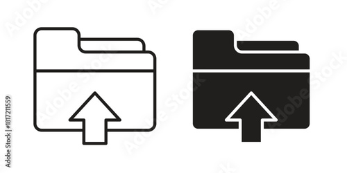 Folder upload icon flat and stroke collection for ui ux work.
