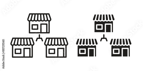 Franchise icon flat and stroke collection for ui ux work.