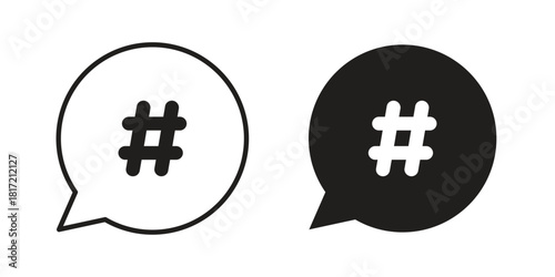 Hashtag icon flat and stroke collection for ui ux work.