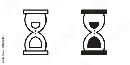Hourglass end icon flat and stroke collection for ui ux work.