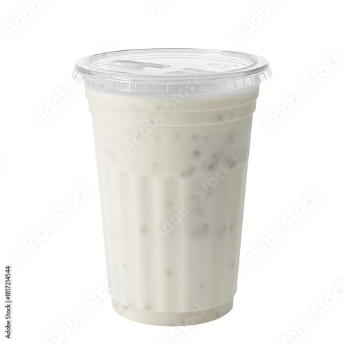 Iced Drink With Tapioca Pearls Served in a Clear Cup for a Refreshing Afterno...