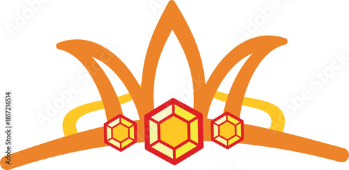 A crown with three jewels on it