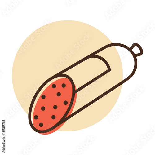Salami Stick Cured Meat Flat Icon