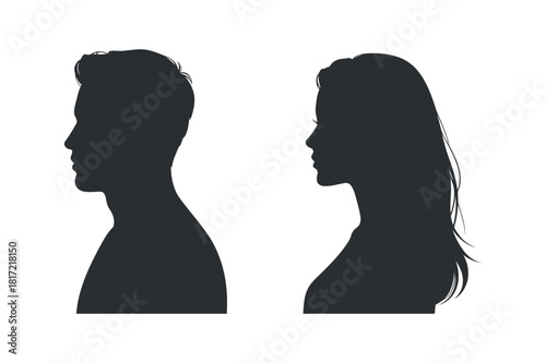 Silhouettes of man and woman faces in profile vector