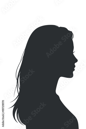 Silhouette of Woman Head Isolated on White Background