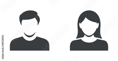 Generic avatar for man and woman silhouette set