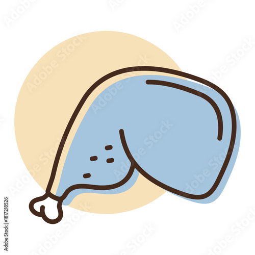 Roasted Chicken Leg Minimal Flat Illustration