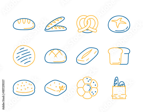 Bakery Bread Pastries Vector Icon Collection