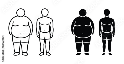 Fat and slim figure icon graphic design. Vector icon illustrations