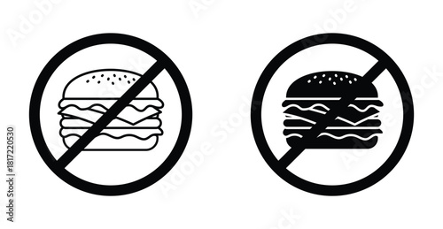 Forbidden burger icon graphic design. Vector icon illustrations