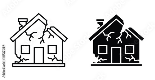 House damage icon graphic design. Vector icon illustrations