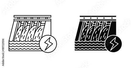 Hydroelectric power plant icon graphic design. Vector icon illustrations