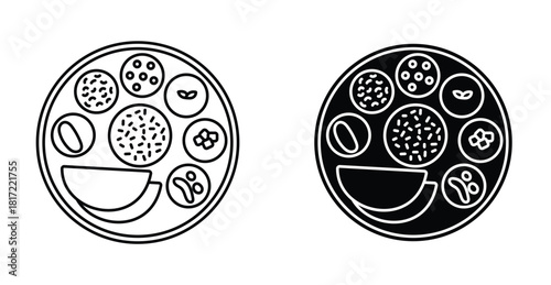 Indian thali icon graphic design. Vector icon illustrations