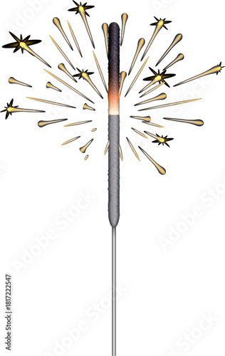 A firework is lit and the flames are shooting out of the top