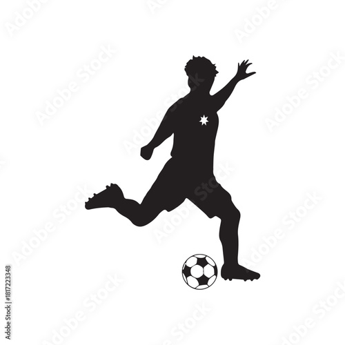 Football soccer player Silhouette man in action white background. Vector