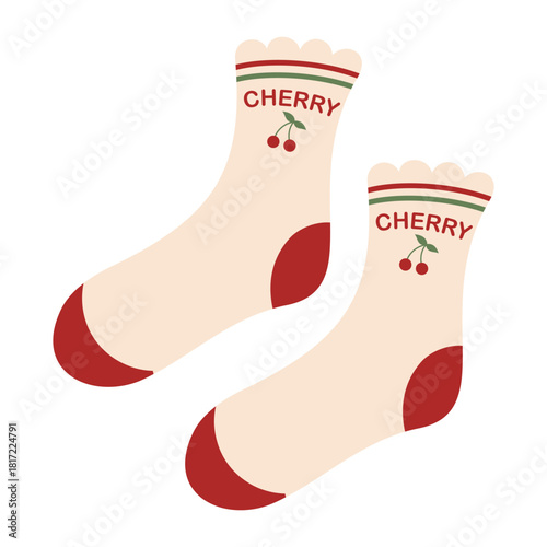 Modern colorful cotton socks with trendy prints and different textures. Cozy knitted socks. Flat vector illustration isolated on white background.