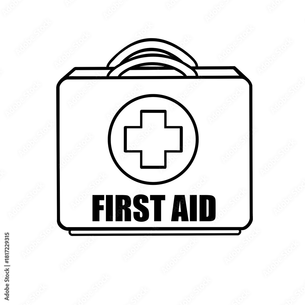 Obraz premium line drawing First aid kit bag illustration icon for emergency supplies