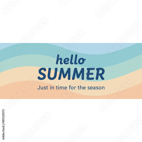 Summer banner backdrop of a blue sea and beach, accented by abstract ripples