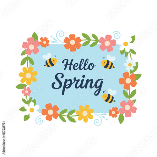 Cartoon vector illustration of a spring background featuring beautiful, colorful plants, leaves, and flowers, suitable for posters, banners, flyers, greetings, cards, covers, posts, and promotions
