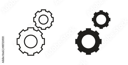 Gears icon in simple flat trend modern graphic design abstract logotype element