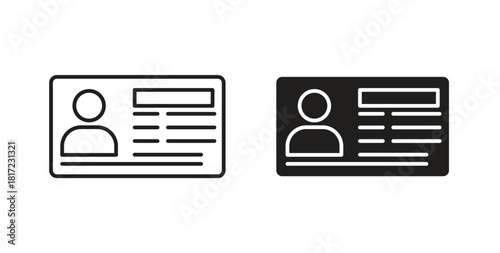 Identity card icon in simple flat trend modern graphic design abstract logotype element