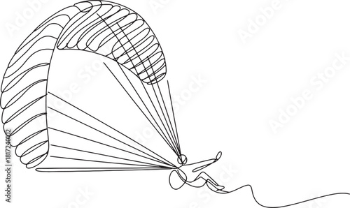 Paragliding One Line Drawing Single Continuous Line Art Of Paraglider Skydiver Gliding In Sky Minimalist Design Vector Illustration Isolated On Transparent Back 200