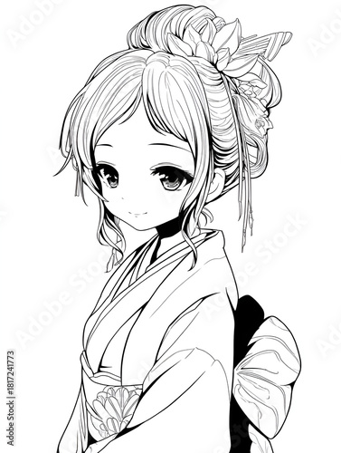 Manga Sketch of Female Character with Staff/Magic