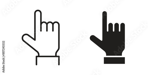 Finger icon in line design and solid black and white colors for designs