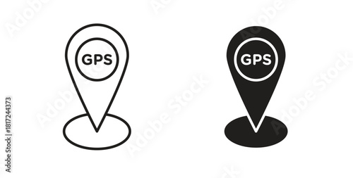 Free Download Gps icon in line design and solid black and white colors for designs - GFXLoad
