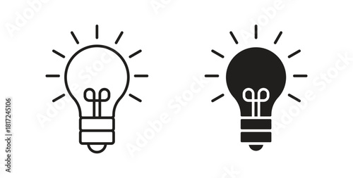 Idea icon in line design and solid black and white colors for designs