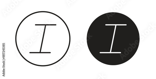 Italic button icon in line design and solid black and white colors for designs