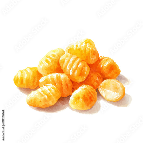 Gnocchi watercolor vector illustration, high-quality artwork isolated on a pure white background.