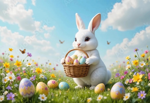 easter bunny and easter eggs