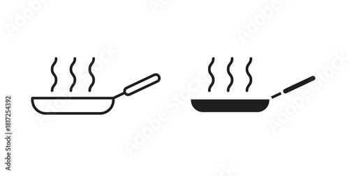 Frying pan icon simple vectors in black, suitable for projects
