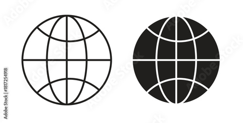 Globe icon simple vectors in black, suitable for projects