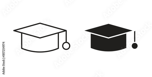 Graduation cap icon simple vectors in black, suitable for projects