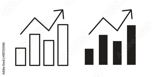 Growing graph icon simple vectors in black, suitable for projects