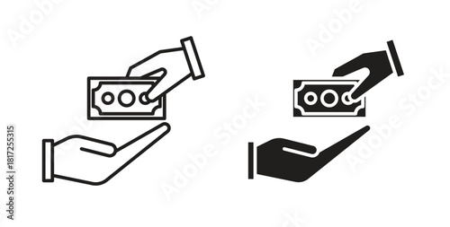Hand money exchange icon simple vectors in black, suitable for projects