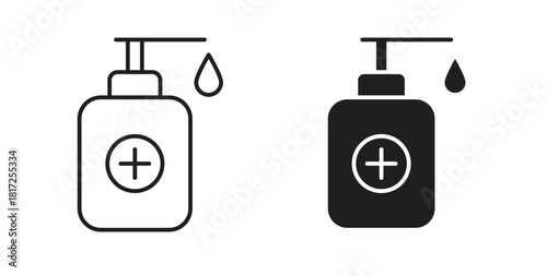 Hand sanitizer icon simple vectors in black, suitable for projects