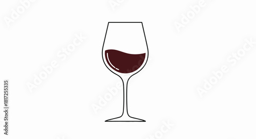 Minimalist icon of a glass of red wine with a simple and elegant design perfect for a restaurant menu or wine tasting event.