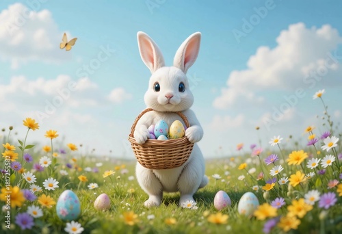 easter bunny with easter eggs