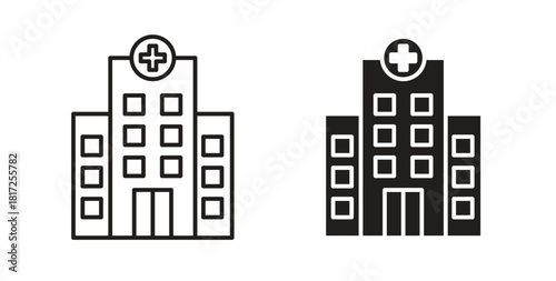 Hospital icon simple vectors in black, suitable for projects
