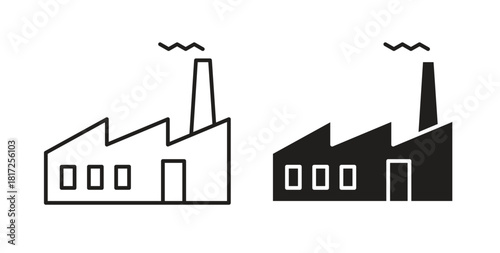Industrial factory icon simple vectors in black, suitable for projects