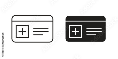 Insurance card icon simple vectors in black, suitable for projects