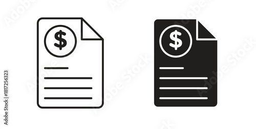 Invoice icon simple vectors in black, suitable for projects